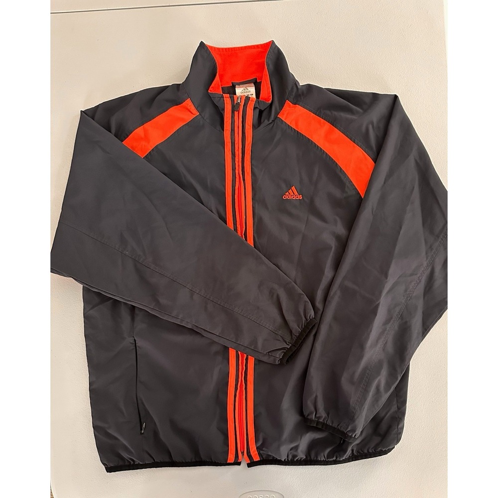 adidas ClimaProof Men's Full-Zip Windbreaker Jacket w/ Pockets Gray/Orange M